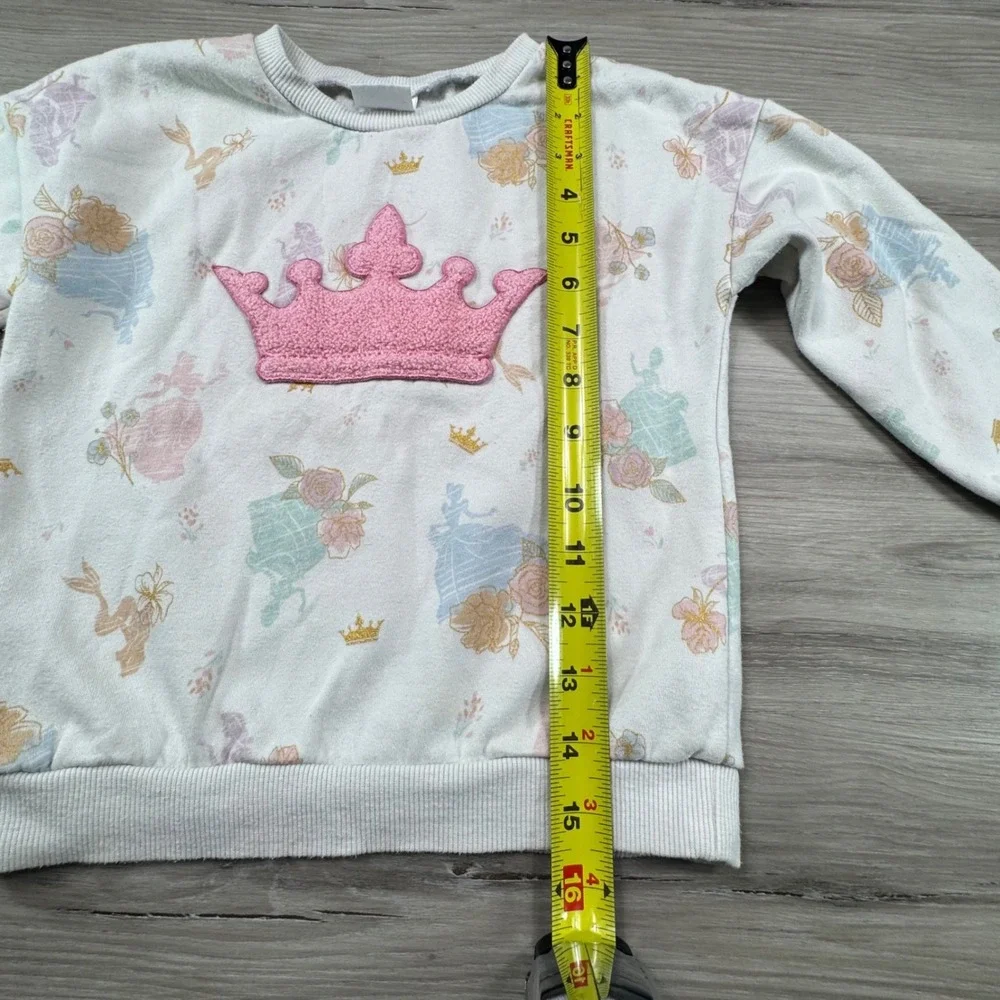 Kids Princess‎ Crown Graphic Sweatshirt Long Sleeve Pullover White Pink